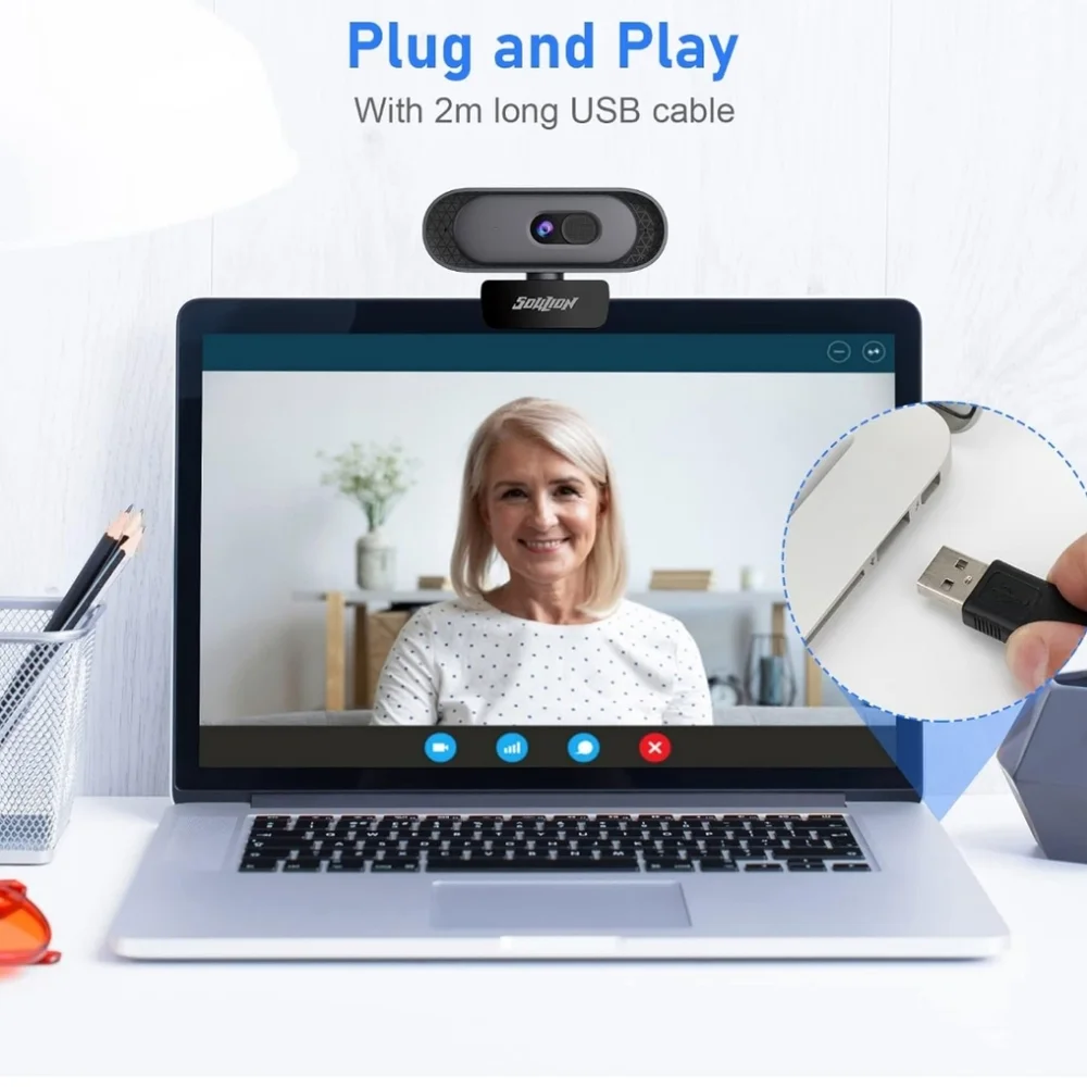 HD Webcam with Privacy Cover